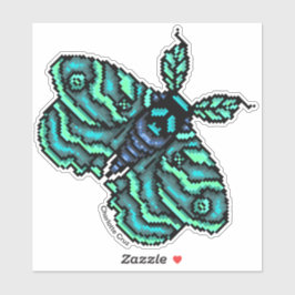 Pixelblå mage med skalldesign klistermärken