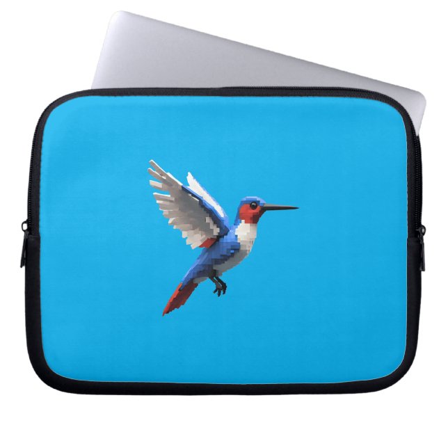 Pixeled Blue Hummingbird Laptop Fodral (Framsidan)
