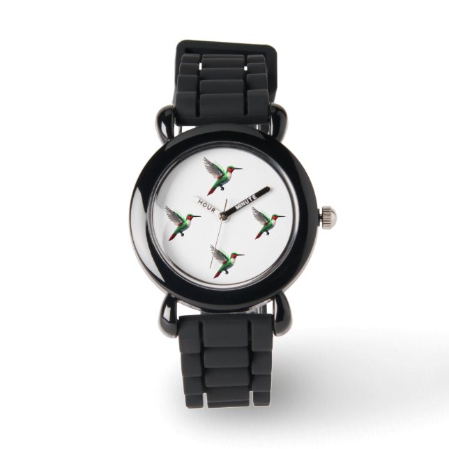 Pixeled Grönt Hummingbird Armbandsur (Framsida)