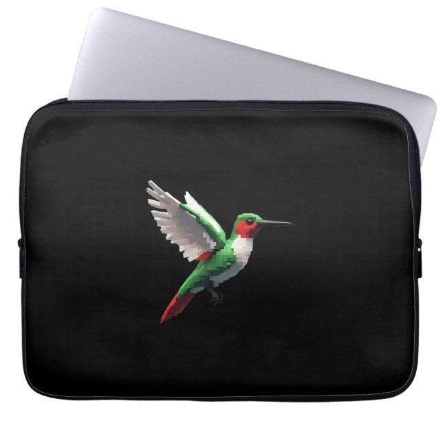 Pixeled Grönt Hummingbird Laptop Fodral (Framsidan)