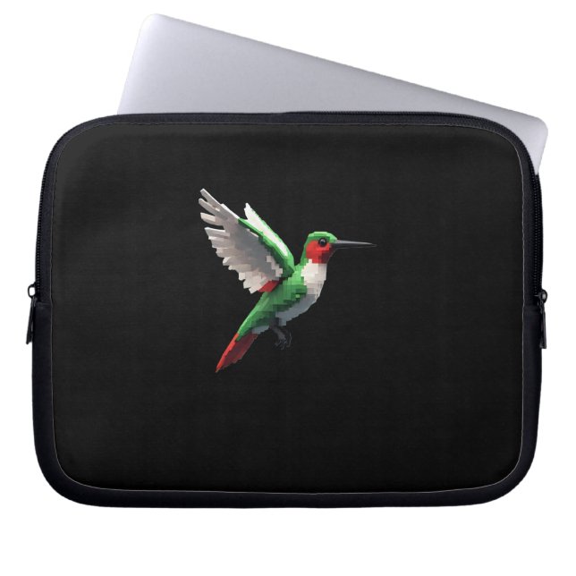 Pixeled Grönt Hummingbird Laptop Fodral (Framsidan)