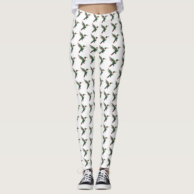 Pixeled Grönt Hummingbird Leggings (Framsida)