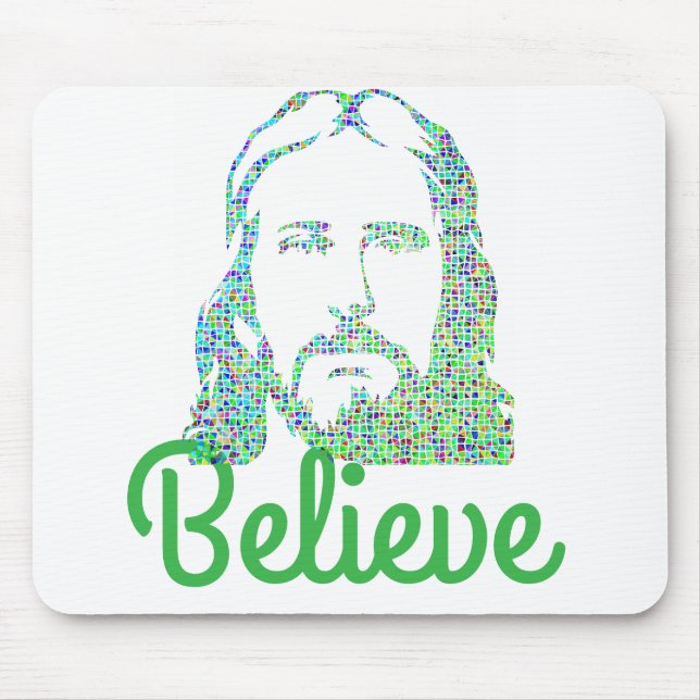 Pixeled Image of Jesus Desktop Computer Mousepad Musmatta (Framsidan)