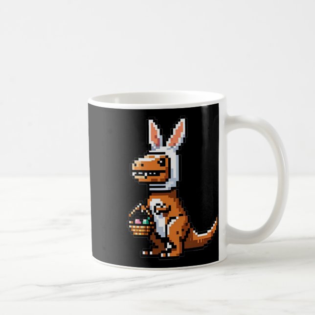 Pixeled Juric Egg Hunt Surprise Dino Påsk Rabbit Kaffemugg (Höger)