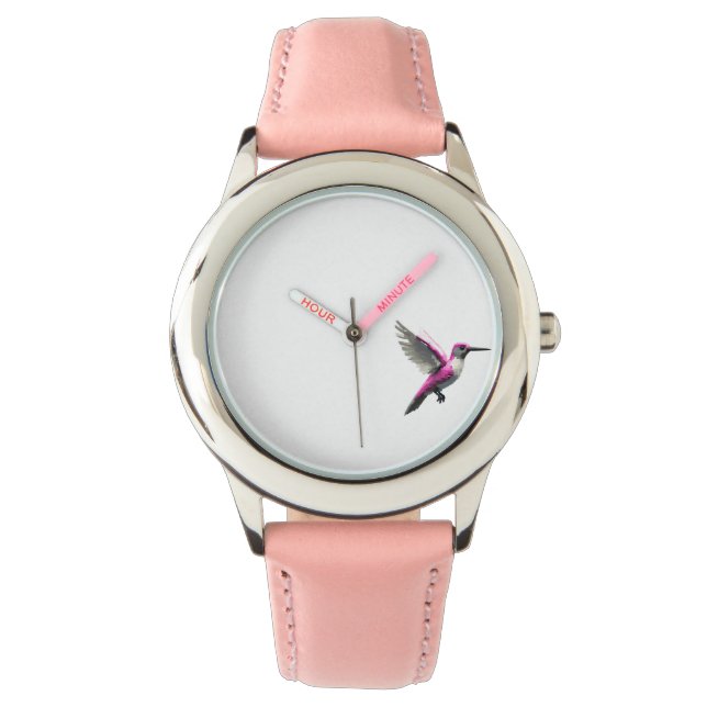 Pixeled Rosa Hummingbird Armbandsur (Framsida)