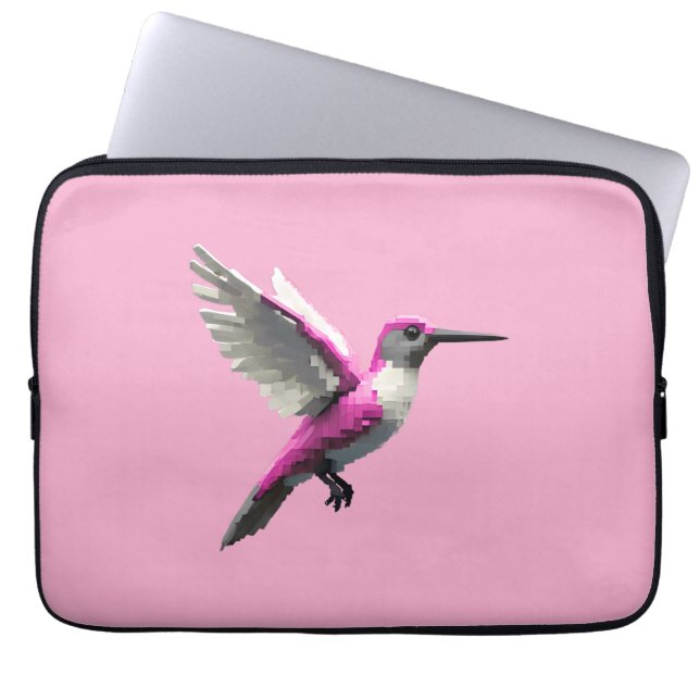 Pixeled Rosa Hummingbird- Laptop Fodral (Framsidan)