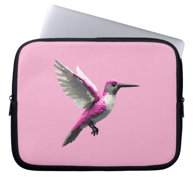 Pixeled Rosa Hummingbird- Laptop Fodral (Framsidan)