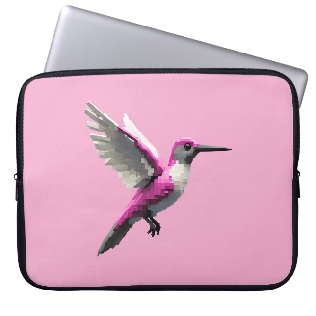Pixeled Rosa Hummingbird- Laptop Fodral (Framsidan)