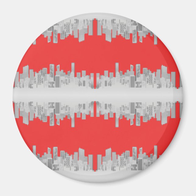 Pixeled stadsreflektion magnet (Framsidan)