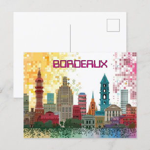 Pixelelaterade 2D-spel Art Bordeaux Vykort