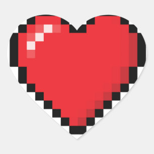 Pixelelerat rött spelhjärta hjärtformat klistermärke