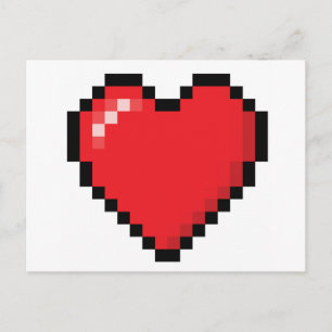 Pixelelerat rött spelhjärta vykort