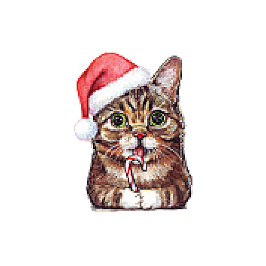 Pixelerad Cat Cute-julklapp Santa Hat T Shirt