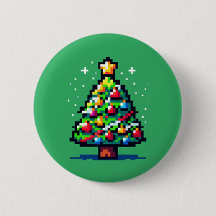Pixelerad Festivity: 8-bit Julgran-design Knapp