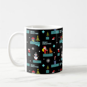 Pixelerad God jul Mönster - Retrodesign Kaffemugg