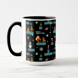 Pixelerad God jul Mönster - Retrodesign Mugg