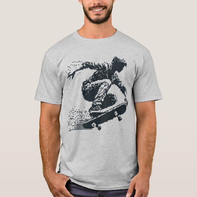 Pixelerad grafisk skateboard t shirt (Framsida)