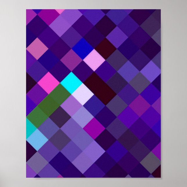 Pixelerad Mönster - Lila Poster (Framsidan)