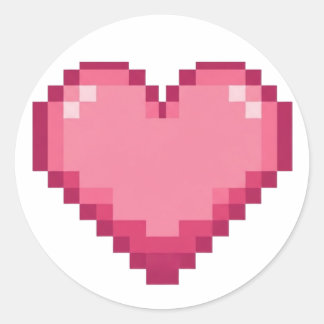 Pixelerad Rosa Heart-design Runt Klistermärke