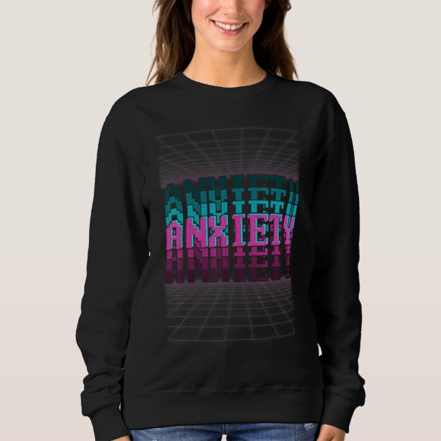 Pixelerad Warp Anxiety Glitch Retro Vaporwave T Shirt (Framsida)