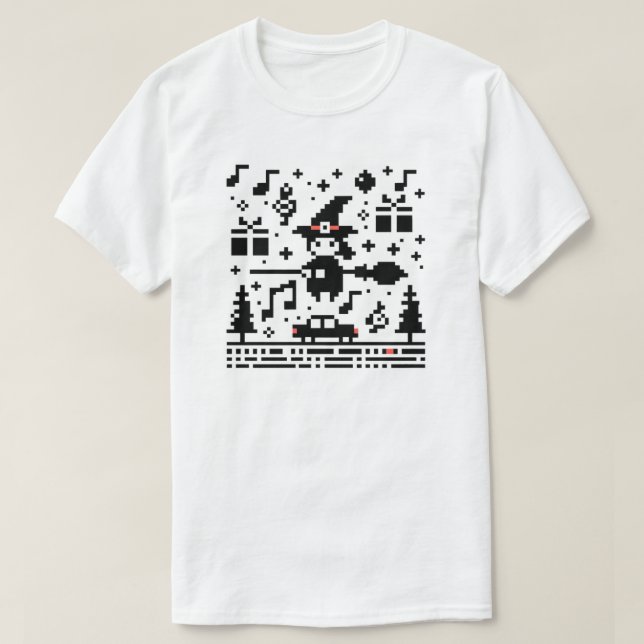 Pixelerad Yuletide Magic Witch Festive Game Night T Shirt (Design framsida)