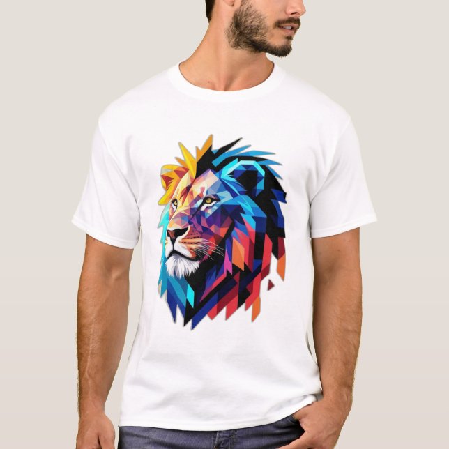 Pixelerat Pride: Geometriskt Lejont T Shirt (Framsida)