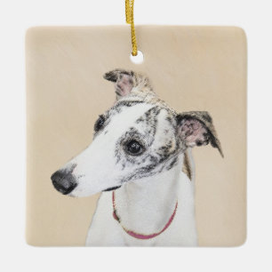 Pixelfärg - Cute Original Hund Art Julgransprydnad Keramik