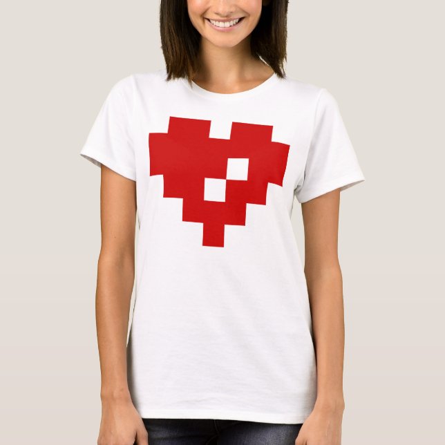 PIXELhjärta 8 bet kärlek T Shirt (Framsida)