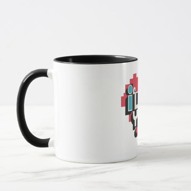 Pixelhjärta Jag älskar dig Retrotypografi Mugg (Vänster)