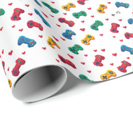 Pixelhjärtan & styrenheter Inpackningspapper - Spe Presentpapper