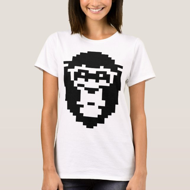 pixelig apansiktsdesign t shirt (Framsida)