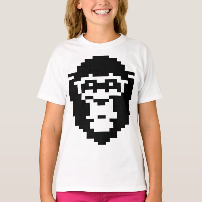 pixelig apansiktsdesign t shirt (Framsida)