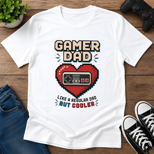 Pixelig Gamer Pappa Pixelhjärta Retro Kontroll  T Shirt (Skapare uppladdad)