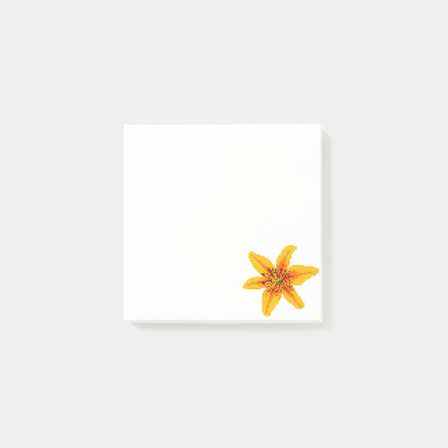 Pixelig gul liljeformad blomma post-it block (Framsida)