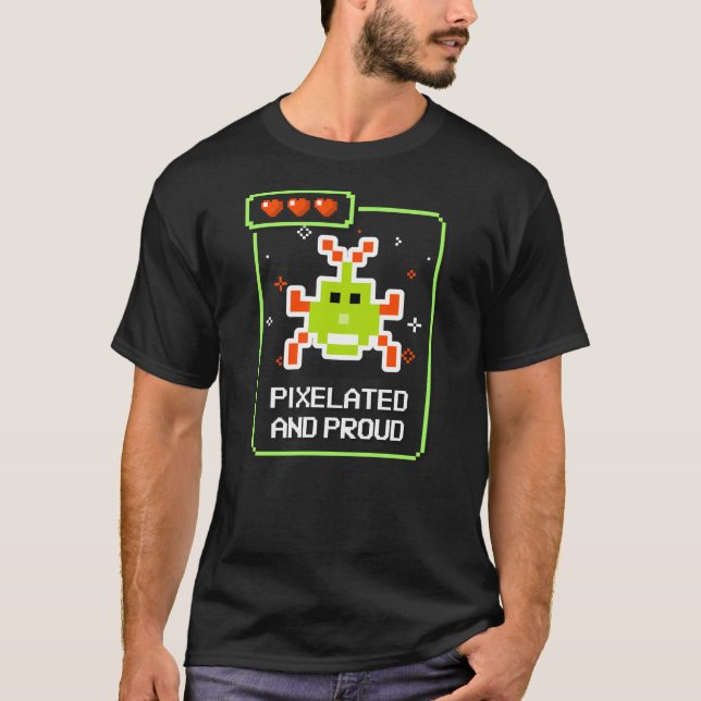 Pixelig och stolt | Retro Gamer | Klassisk Arkadsp T Shirt (Framsida)