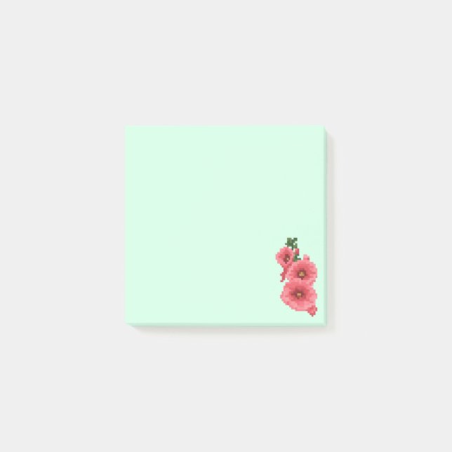 Pixelig rosa stockrosblomma post-it block (Framsida)
