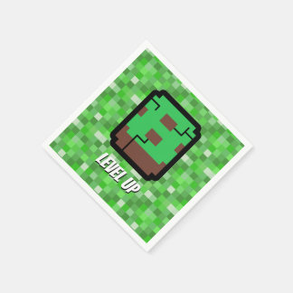 Pixelig spelare Grön byggnad Level Up 8 Pappersservett
