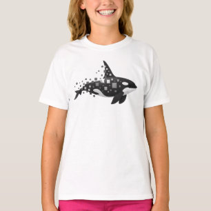 Pixeliserad Späckhuggare Grafik – Digital Glitch T Shirt