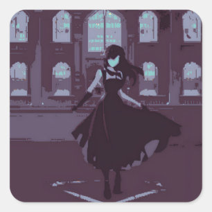 Pixeliserad Victorian gotiic 2 Fyrkantigt Klistermärke