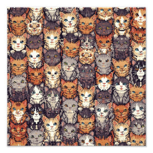 Pixeliserade Digitala Färgglada Katter Fototryck