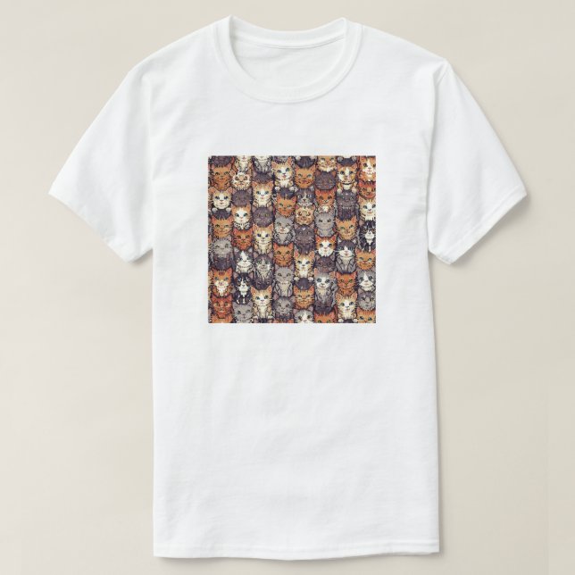 Pixeliserade Digitala Färgglada Katter T Shirt (Design framsida)