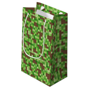Pixelkamouflagepresentpapper i grönt och brunt