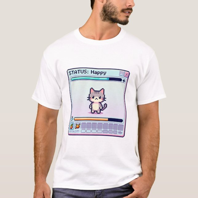 Pixelkatt Goda Vibrationer Endast – Söt Lycklig Sp T Shirt (Framsida)