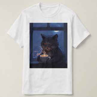 Pixelkatt sent nattkaffe – Mysig 02:00 stunds chil T Shirt