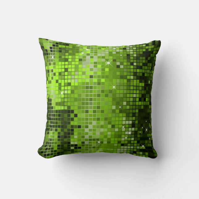 Pixelkonst av metallisk Grönt Sequins Glitter Abst Kudde (Framsida)