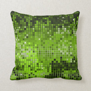 Pixelkonst av metallisk Grönt Sequins Glitter Abst Kudde