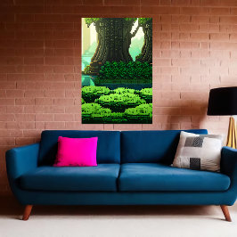 Pixelkonst, coola grönt-skog | AI Art Poster