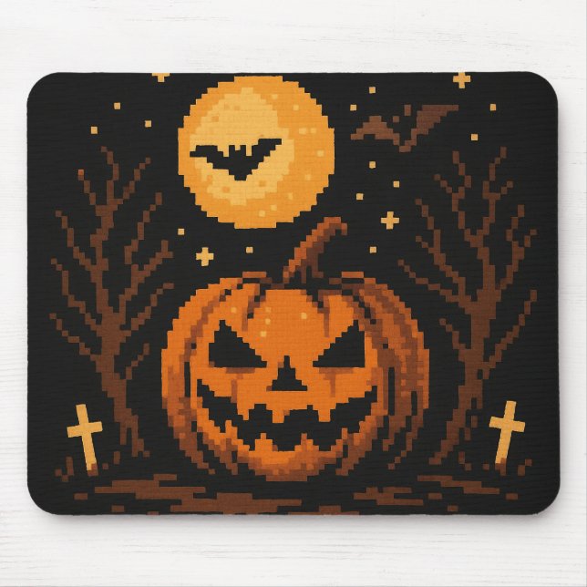 Pixelkonst-inspirerad Halloween-musmatta Musmatta (Framsidan)