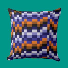 Pixelkonst kastkudde – Blått, Orange & Jordnära Kudde