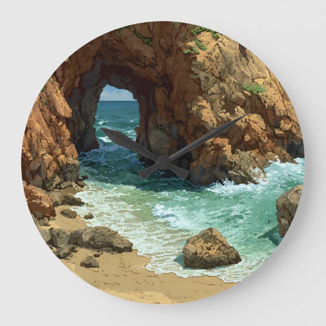 Pixelkonstgrotta på strandklocka stor klocka (Framsida)